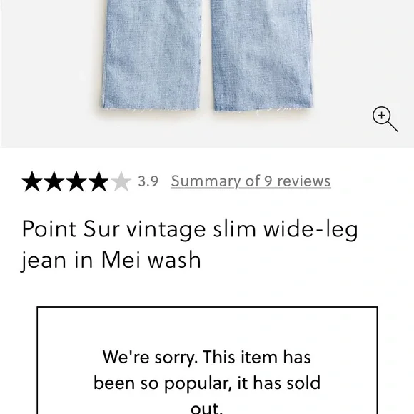 J. Crew Point Sur Light Blue Wide-Leg Jeans 27 - Picture 2 of 14